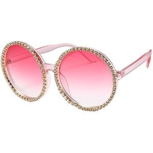 Oh Darling! Bling Oversized Sunglasses Rhinestones Pink Frames and Gradient Lens